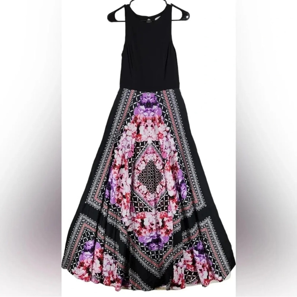 Eliza J Black and Pink Floral Dress